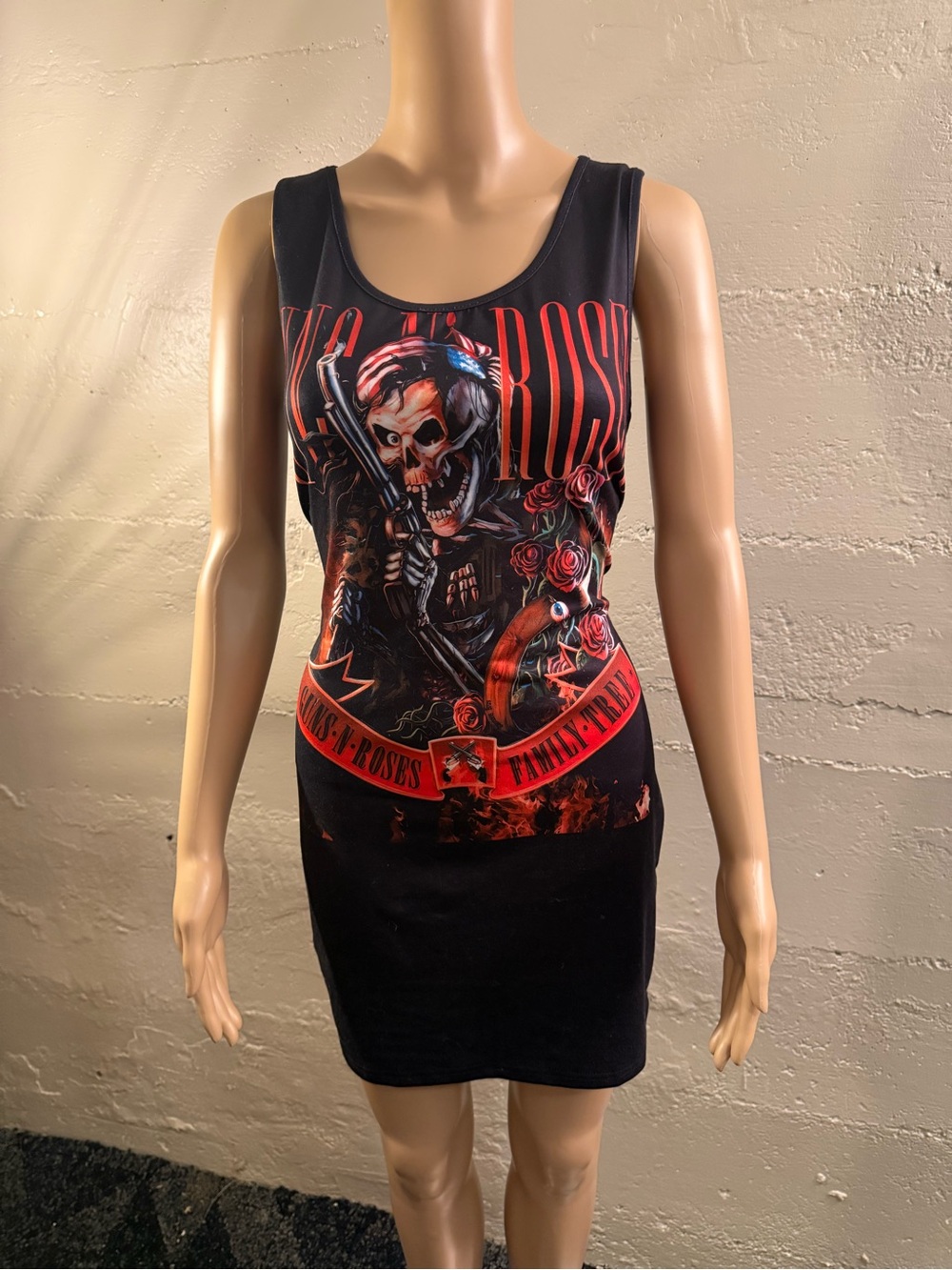 Guns N' Roses Graphic Tank Dress in Black and Red
